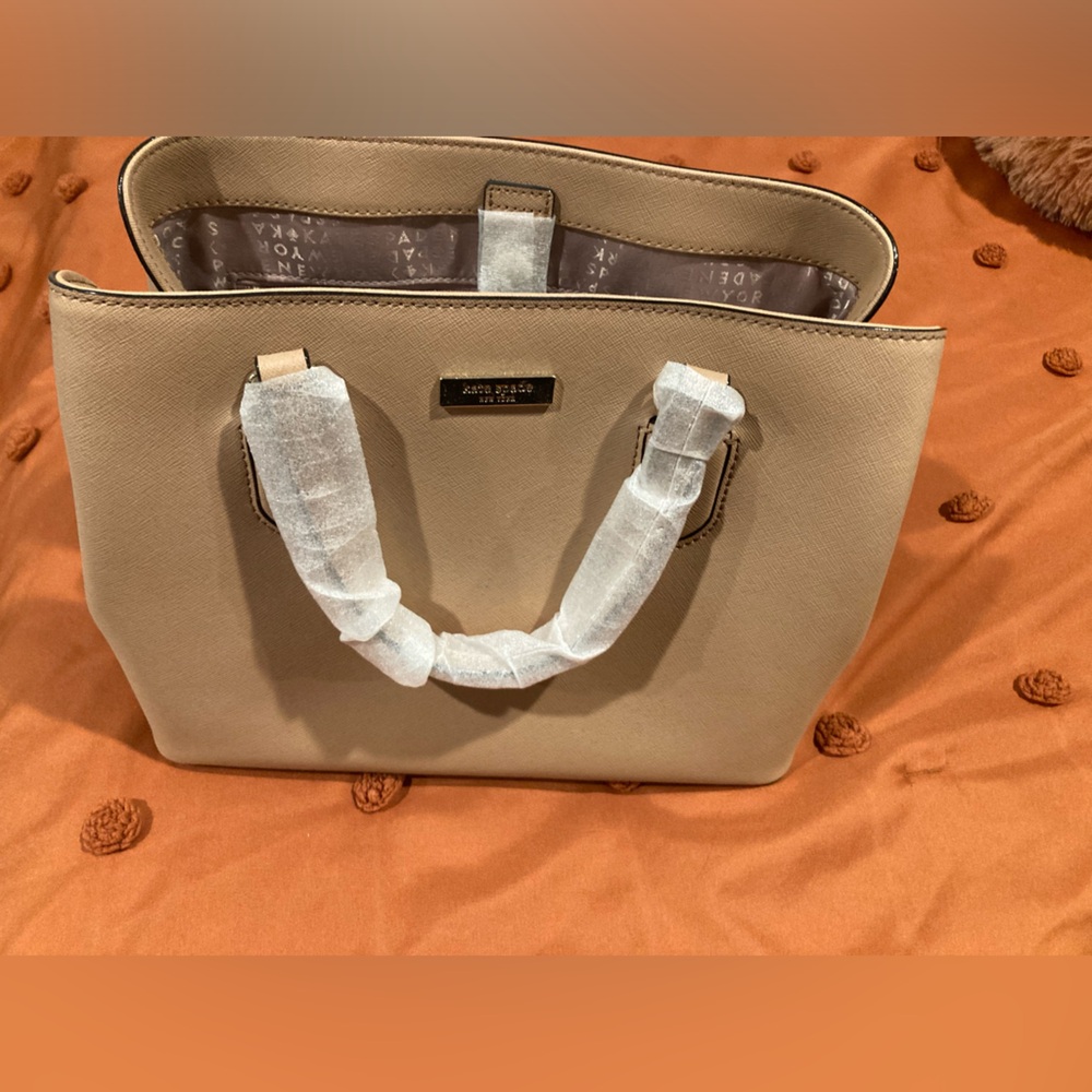 NWT Kate Spade Evangeline Laurel Way Saffiano leather satchel brown sugar purse